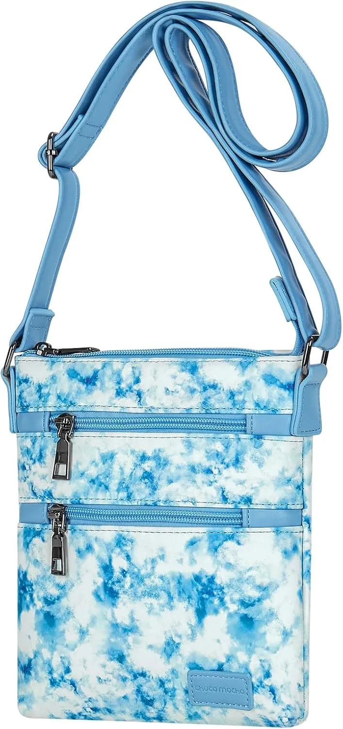 Choco Mocha Leather Crossbody Purse for Girls Triple Zipper