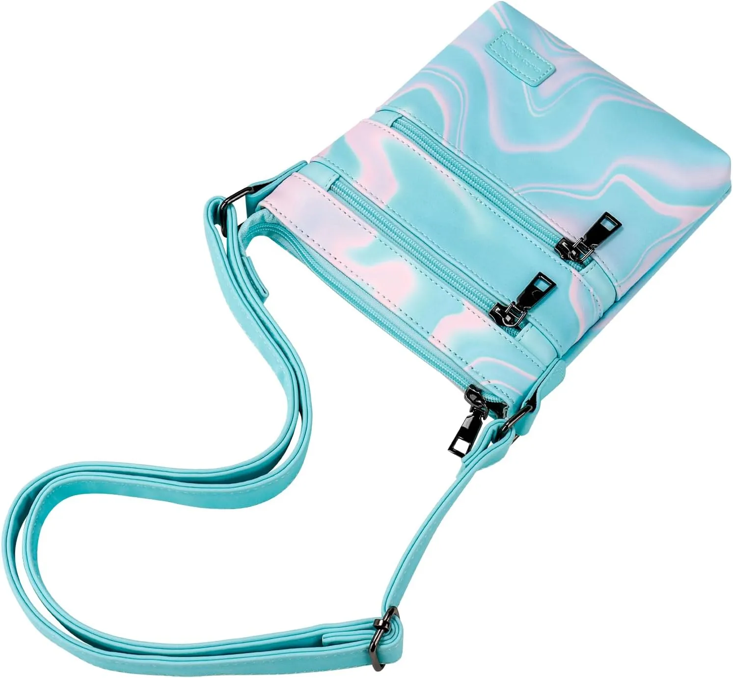 Choco Mocha Leather Crossbody Purse for Girls Triple Zipper