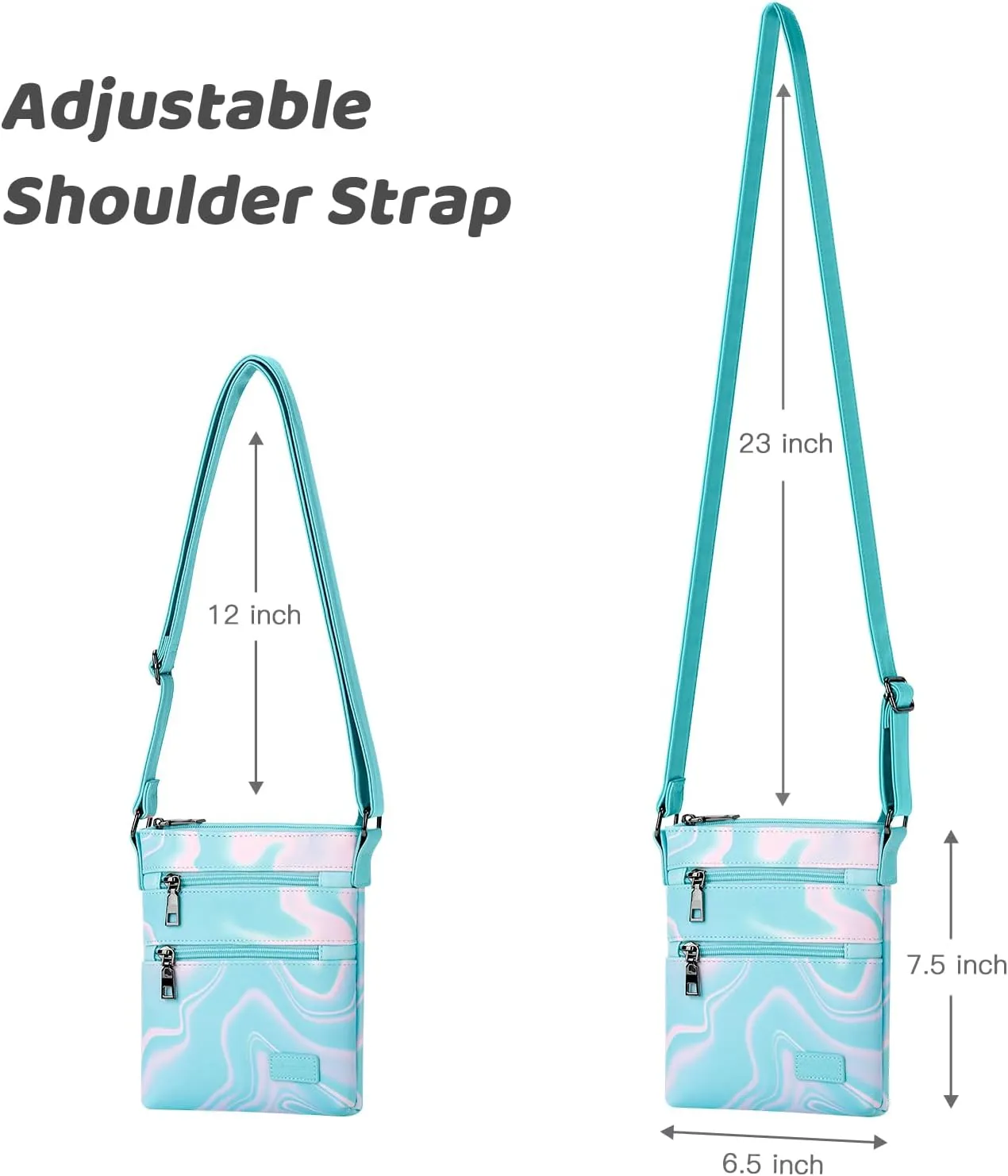 Choco Mocha Leather Crossbody Purse for Girls Triple Zipper