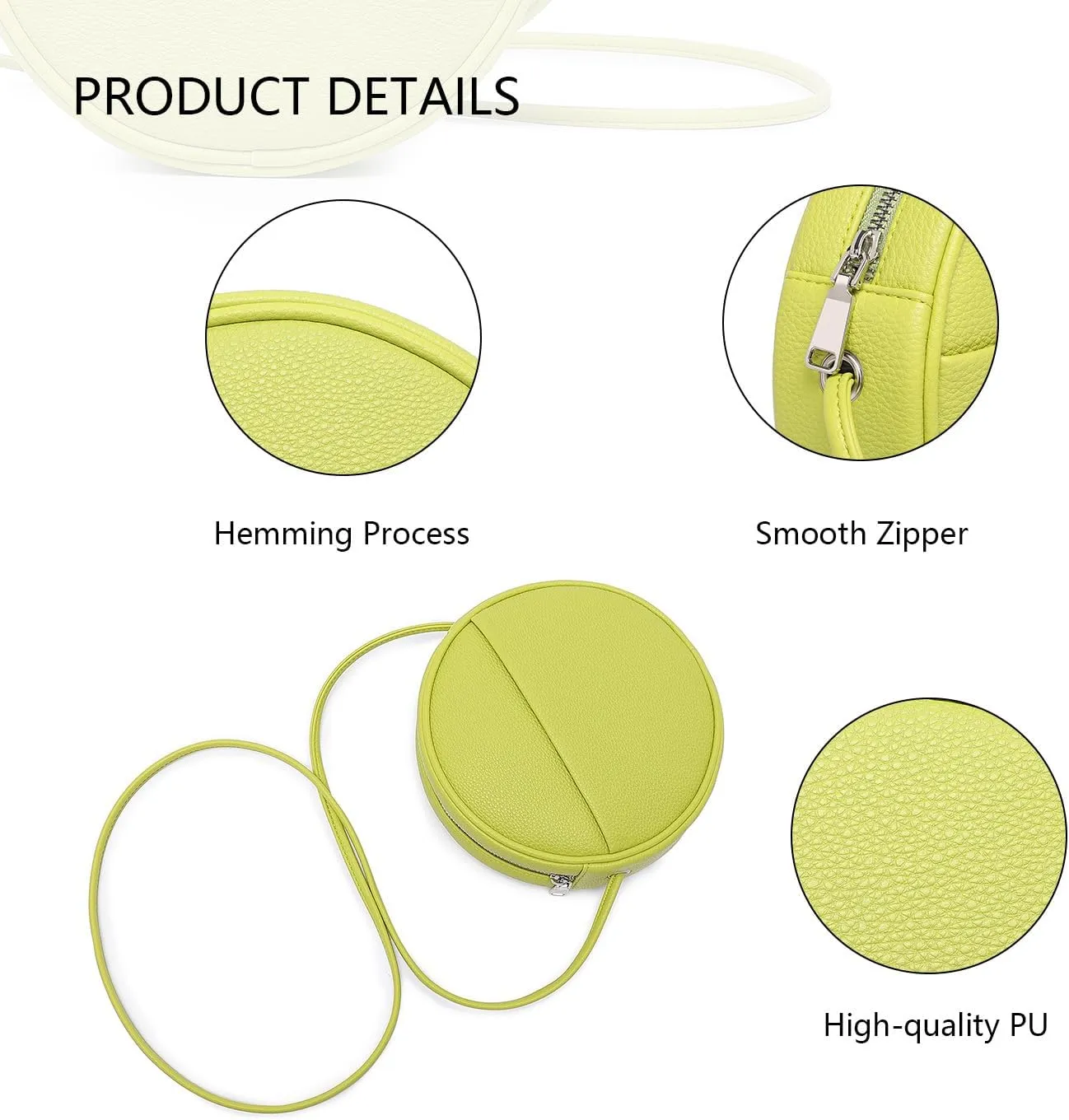 Circle Crossbody Bag for Women NYLON Circle Purse with Zipper Adjustable Knot Shoulder Straps