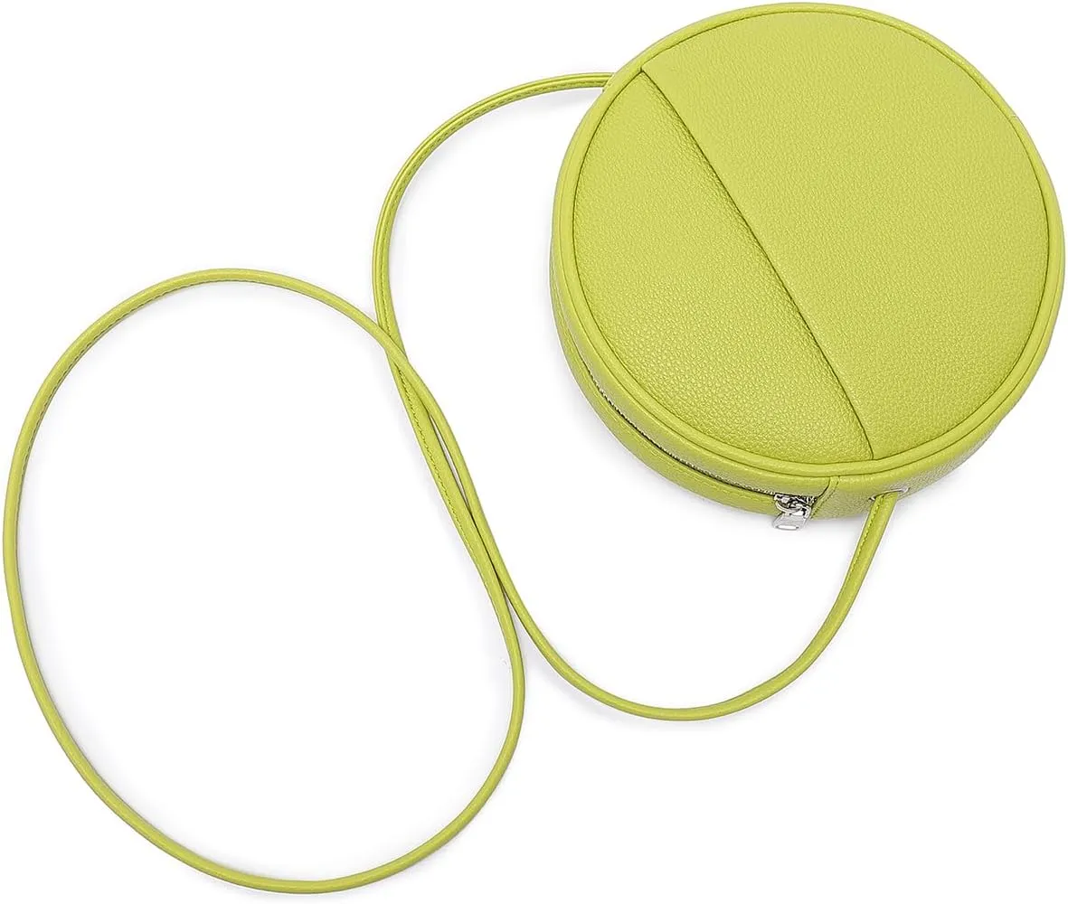 Circle Crossbody Bag for Women NYLON Circle Purse with Zipper Adjustable Knot Shoulder Straps
