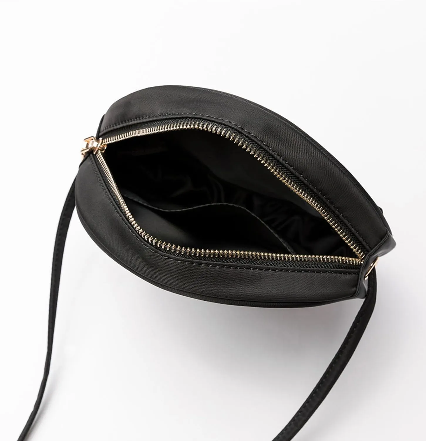 Circle Crossbody Bag for Women NYLON Circle Purse with Zipper Adjustable Knot Shoulder Straps