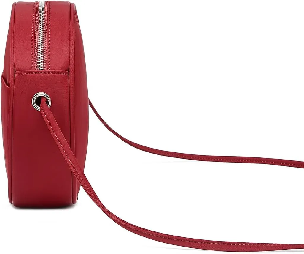 Circle Crossbody Bag for Women NYLON Circle Purse with Zipper Adjustable Knot Shoulder Straps