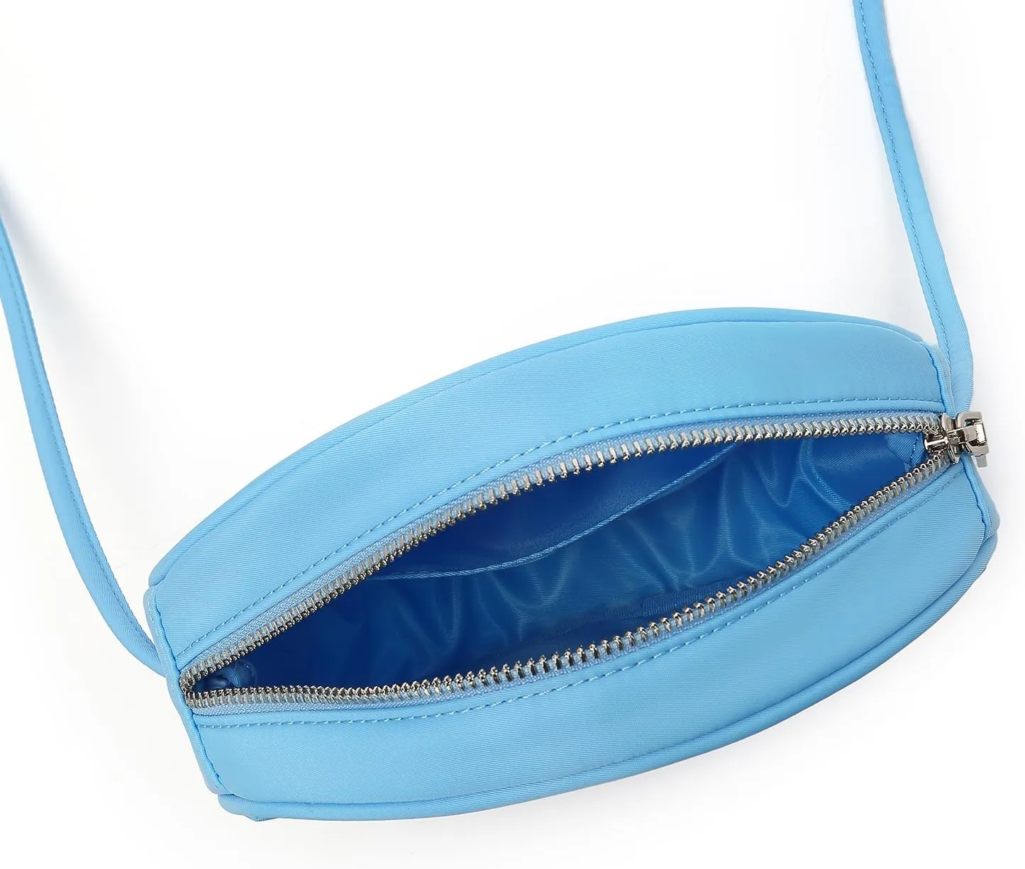 Circle Crossbody Bag for Women NYLON Circle Purse with Zipper Adjustable Knot Shoulder Straps