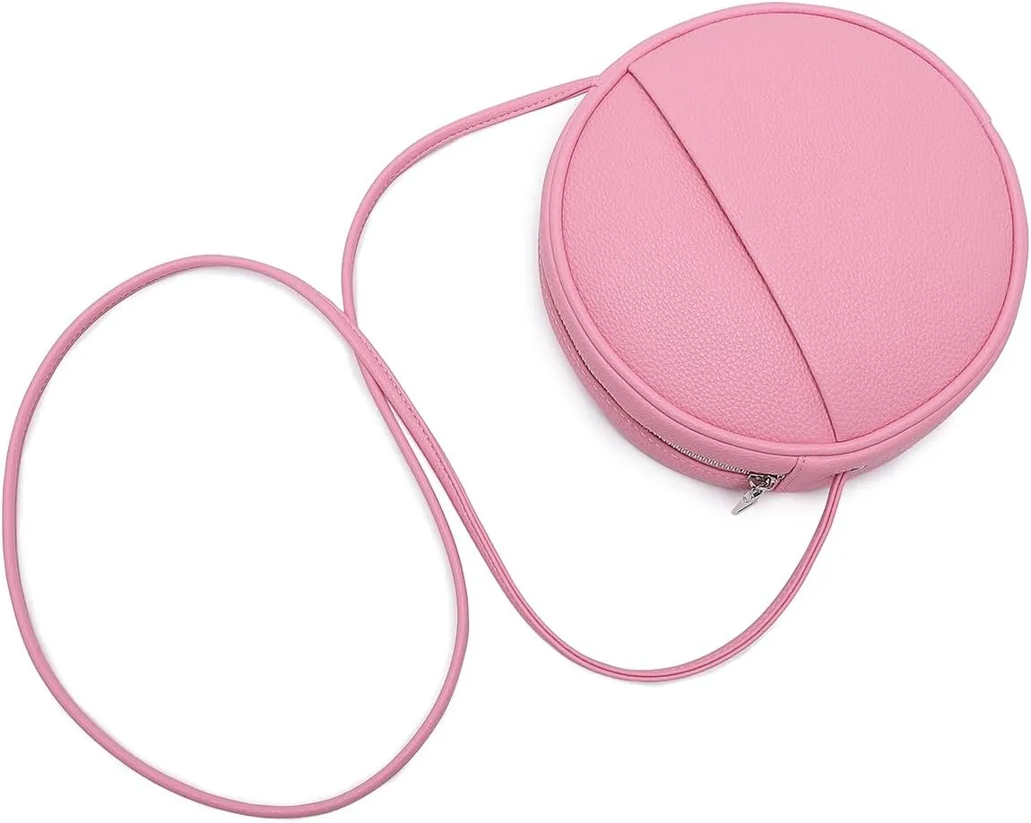Circle Crossbody Bag for Women NYLON Circle Purse with Zipper Adjustable Knot Shoulder Straps