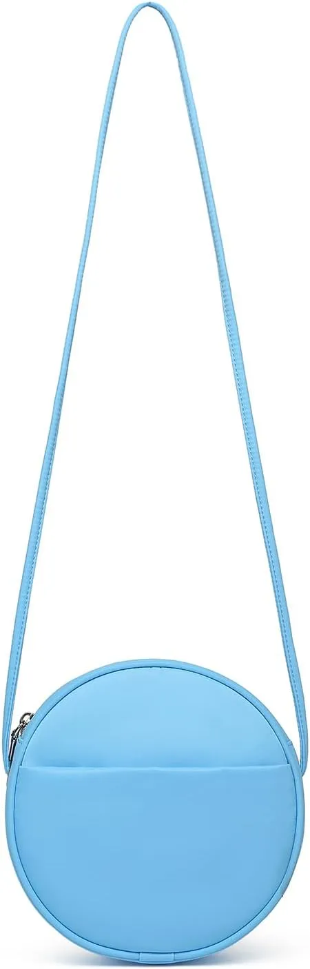 Circle Crossbody Bag for Women NYLON Circle Purse with Zipper Adjustable Knot Shoulder Straps