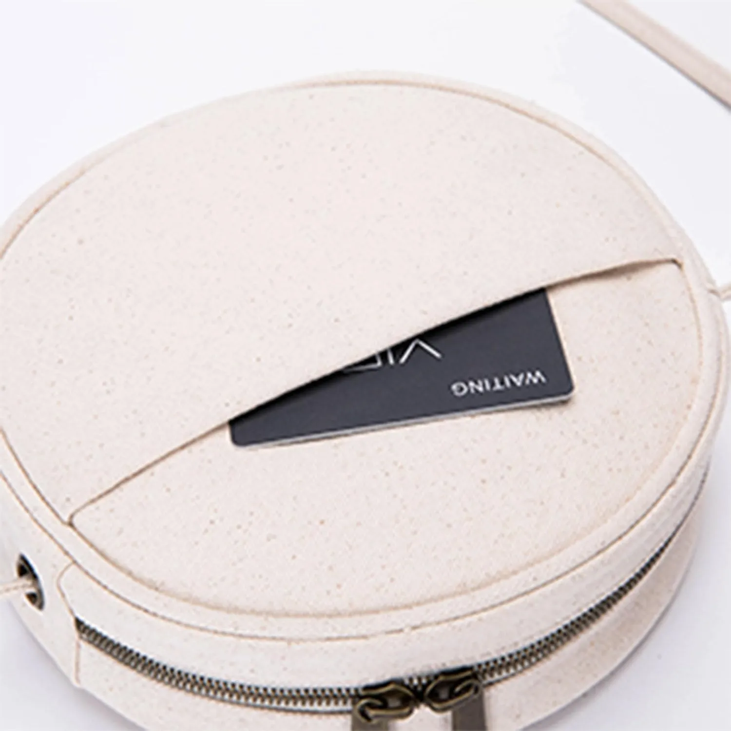 Circle Crossbody Bag for Women NYLON Circle Purse with Zipper Adjustable Knot Shoulder Straps