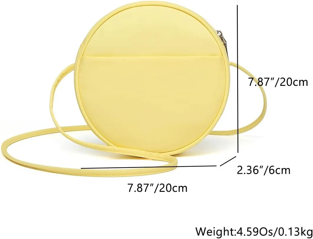 Circle Crossbody Bag for Women NYLON Circle Purse with Zipper Adjustable Knot Shoulder Straps