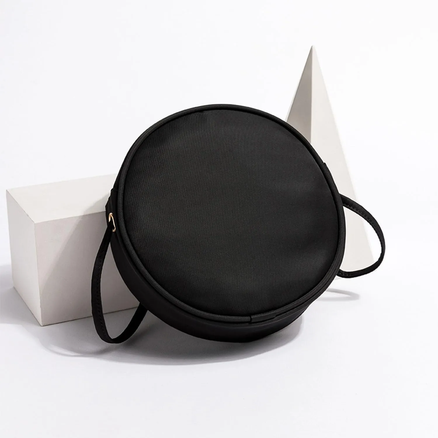 Circle Crossbody Bag for Women NYLON Circle Purse with Zipper Adjustable Knot Shoulder Straps