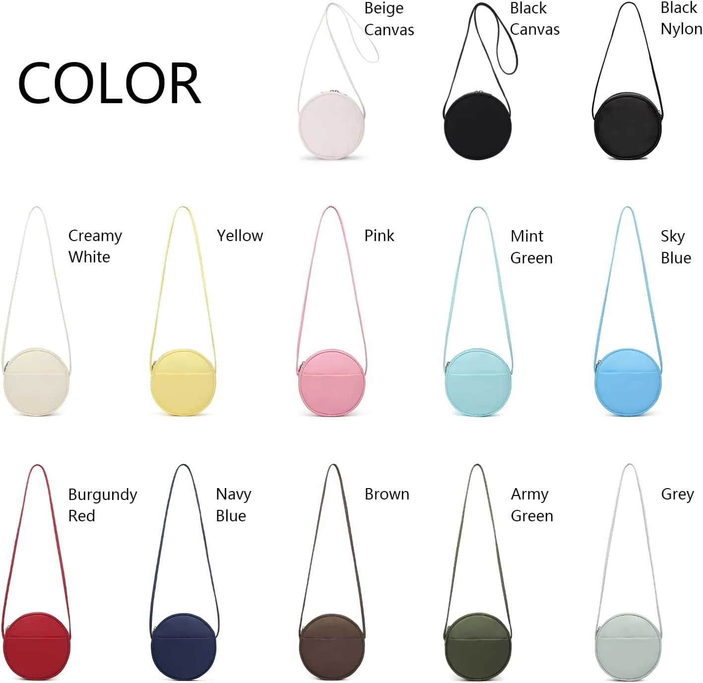 Circle Crossbody Bag for Women NYLON Circle Purse with Zipper Adjustable Knot Shoulder Straps