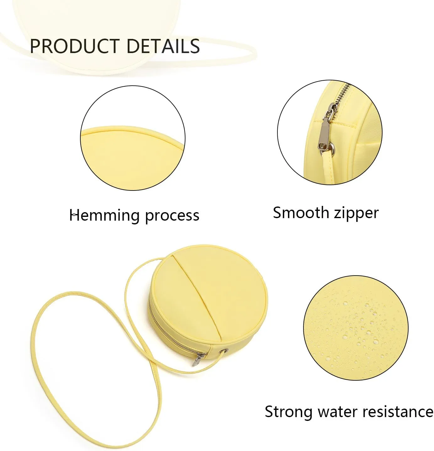 Circle Crossbody Bag for Women NYLON Circle Purse with Zipper Adjustable Knot Shoulder Straps