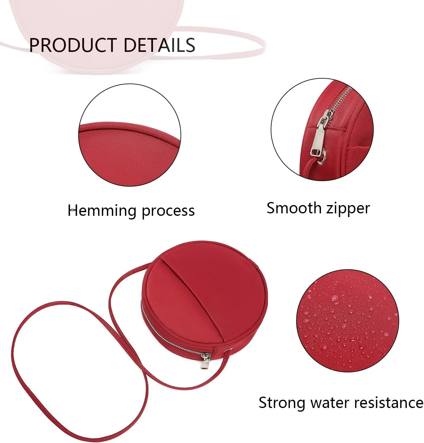 Circle Crossbody Bag for Women NYLON Circle Purse with Zipper Adjustable Knot Shoulder Straps