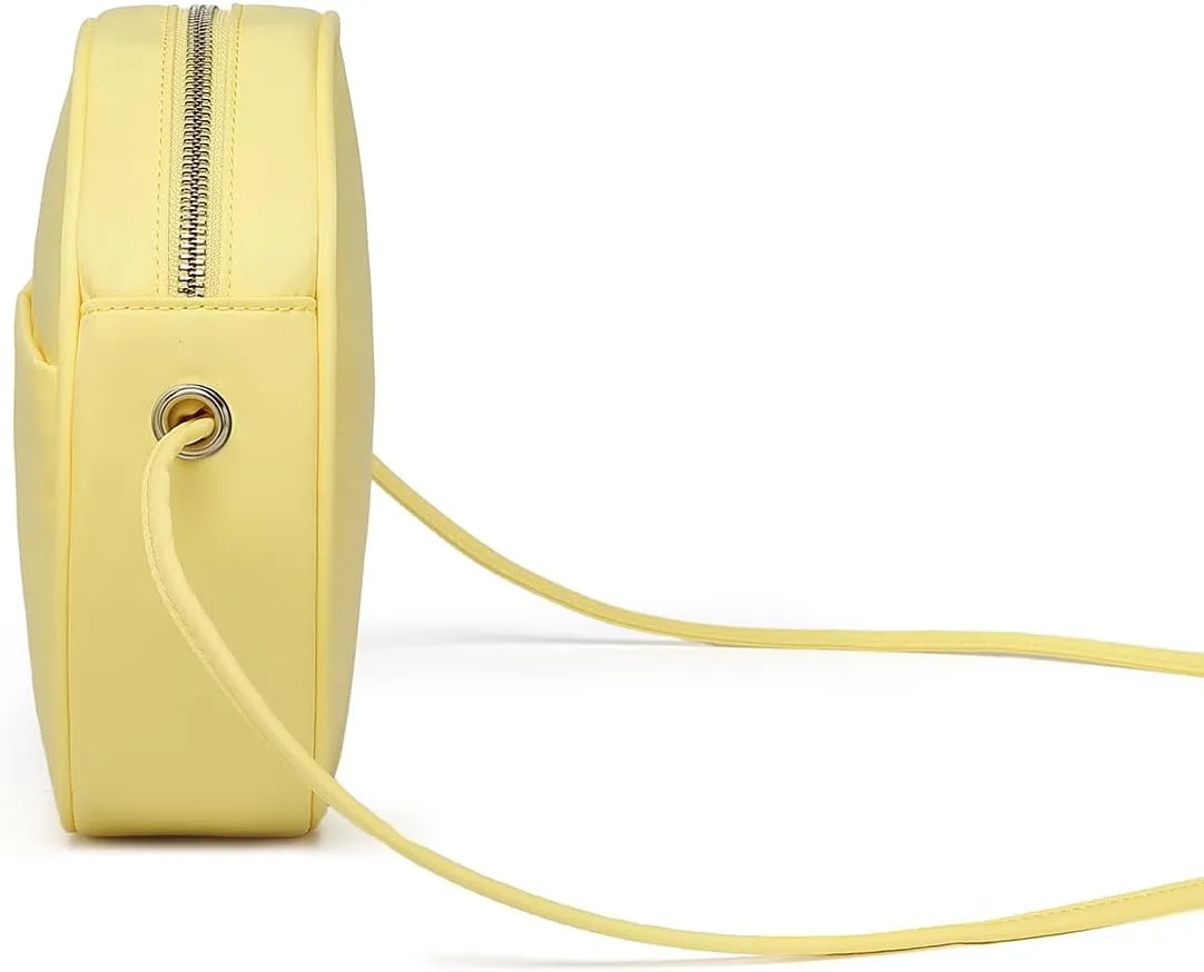Circle Crossbody Bag for Women NYLON Circle Purse with Zipper Adjustable Knot Shoulder Straps