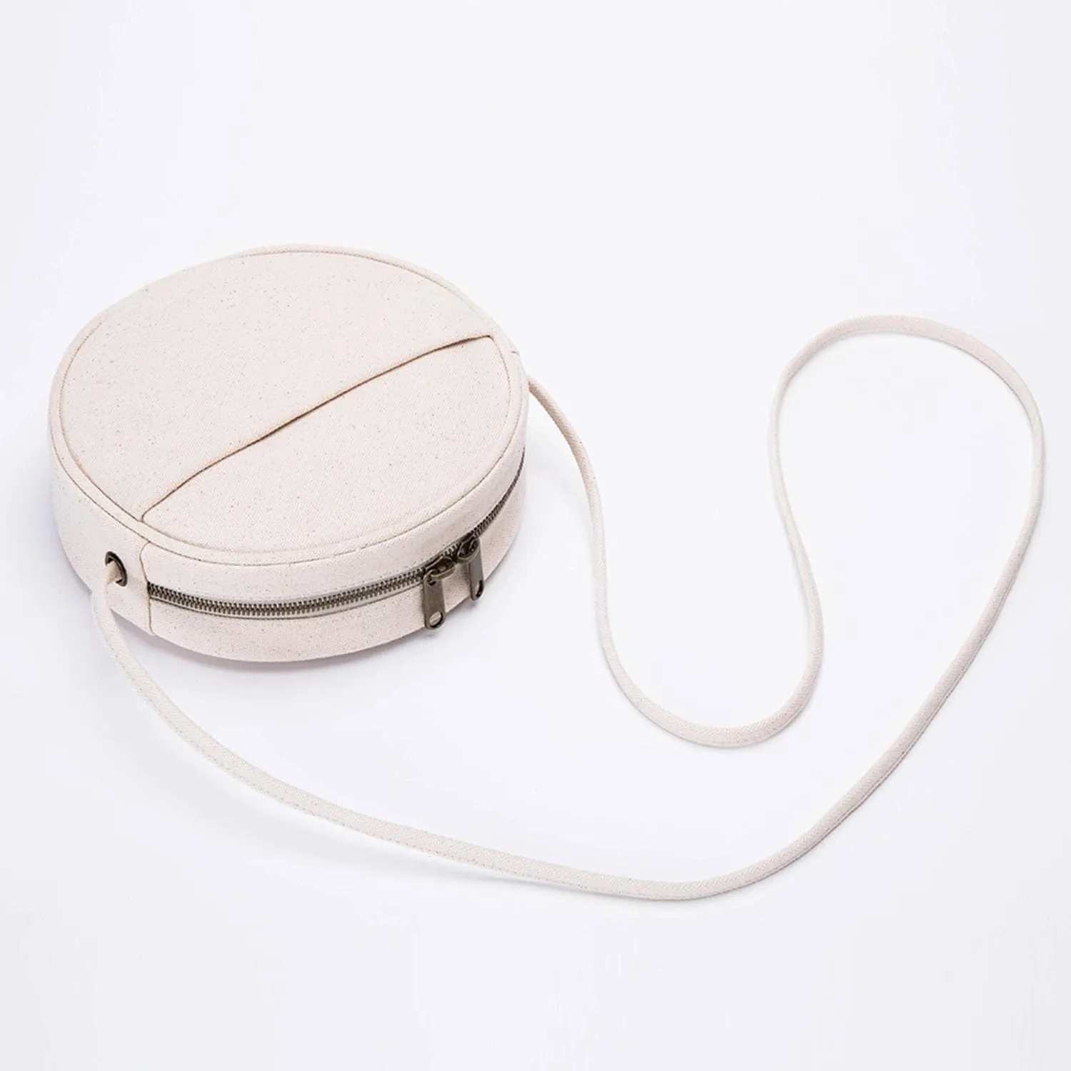 Circle Crossbody Bag for Women NYLON Circle Purse with Zipper Adjustable Knot Shoulder Straps