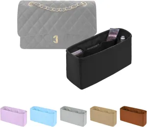 Classic Bag Organizer Insert, Compatible with Chanel Classic Flap Mini 20, Lightweight Insert for Chanel Flap Bag (Black)