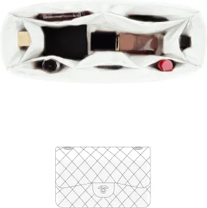 Classic Flap Bag Organizer Insert, Purse Organizer for Handbag Compatible with Chanel Classic Flap Jumbo, Multiple Pockets Bag Organizer (Blanc, CF Jumbo)