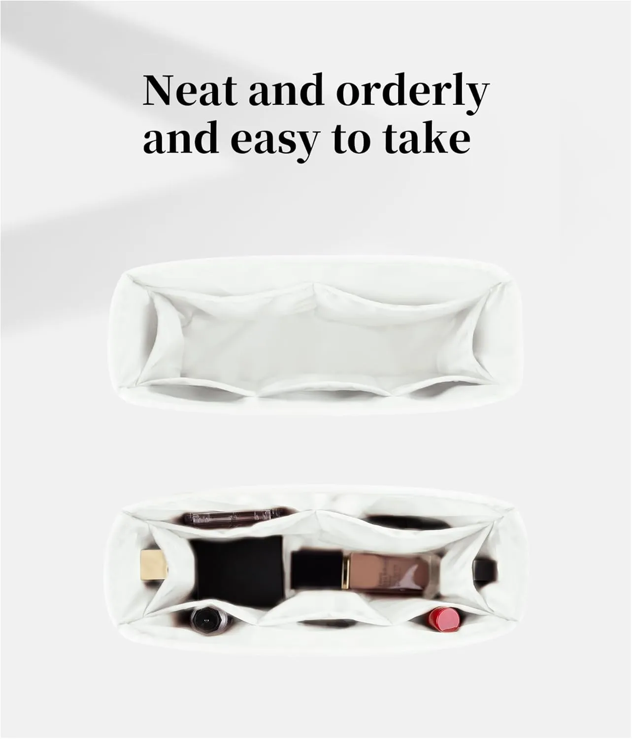 Classic Flap Bag Organizer Insert, Purse Organizer for Handbag Compatible with Chanel Classic Flap Jumbo, Multiple Pockets Bag Organizer (Blanc, CF Jumbo)