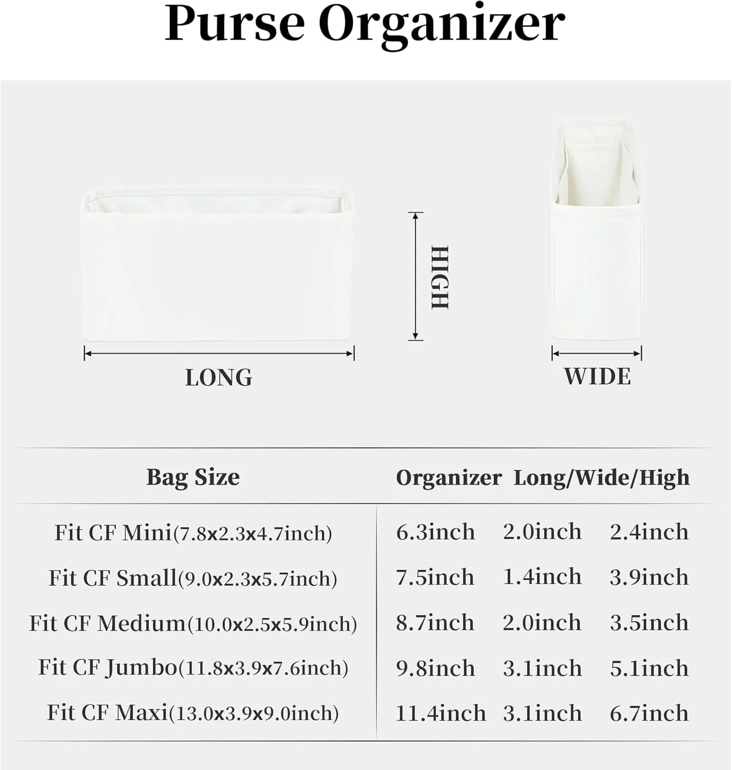 Classic Flap Bag Organizer Insert, Purse Organizer Insert Compatible with Chanel Classic Flap Medium, Lightweight Purse Divider with Pockets (Blanc, CF Medium)