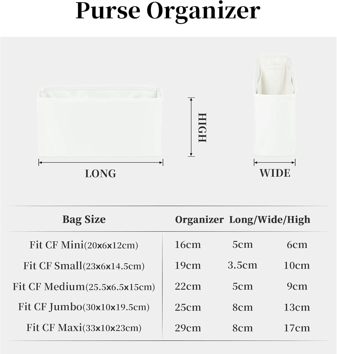 Classic Flap Bag Organizer Insert, Purse Organizer Insert Compatible with Chanel Classic Flap Medium, Lightweight Purse Divider with Pockets (Blanc, CF Medium)