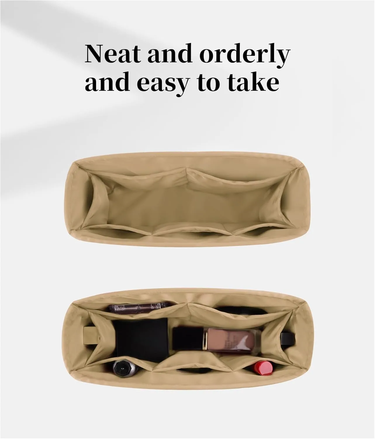 Classic Flap Bag Organizer Insert, Purse Organizer Insert Compatible with Chanel Classic Flap Medium, Lightweight Purse Divider with Pockets (Chai, CF Medium)