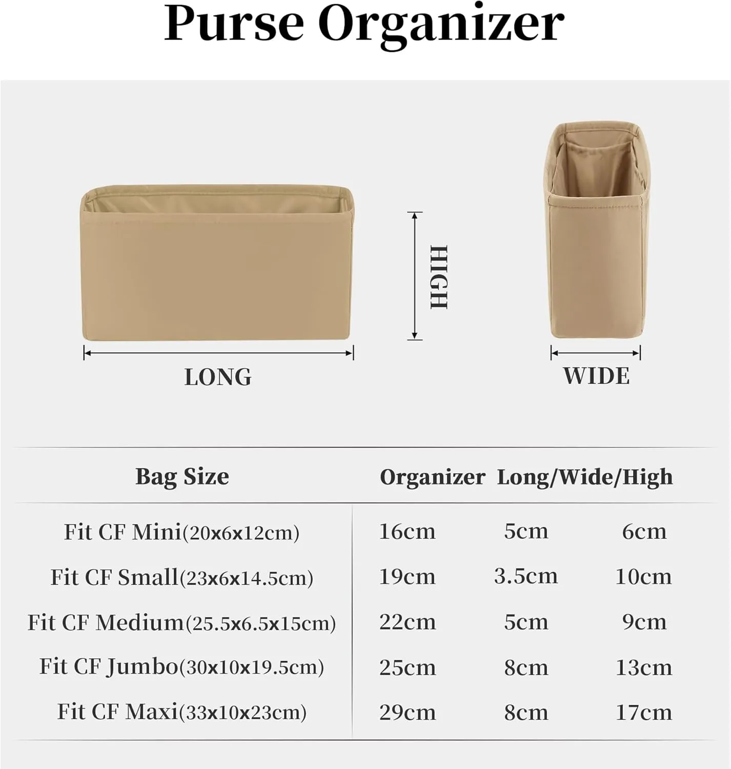 Classic Flap Bag Organizer Insert, Purse Organizer Insert Compatible with Chanel Classic Flap Medium, Lightweight Purse Divider with Pockets (Chai, CF Medium)