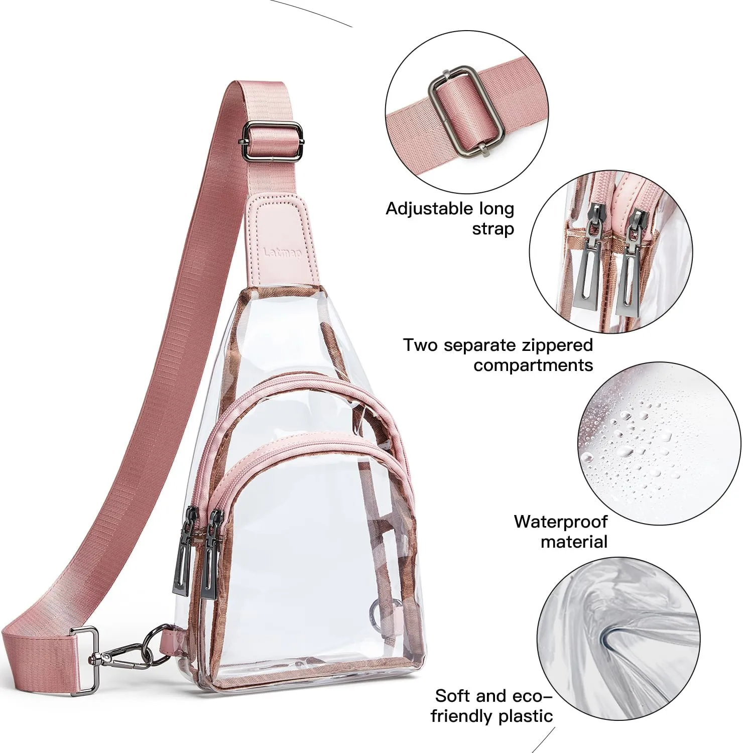 Clear bags Stadium Approved Crossbody Sling Bag Fanny Pack Backpack Purses for Women Men Belt bag for stadium events