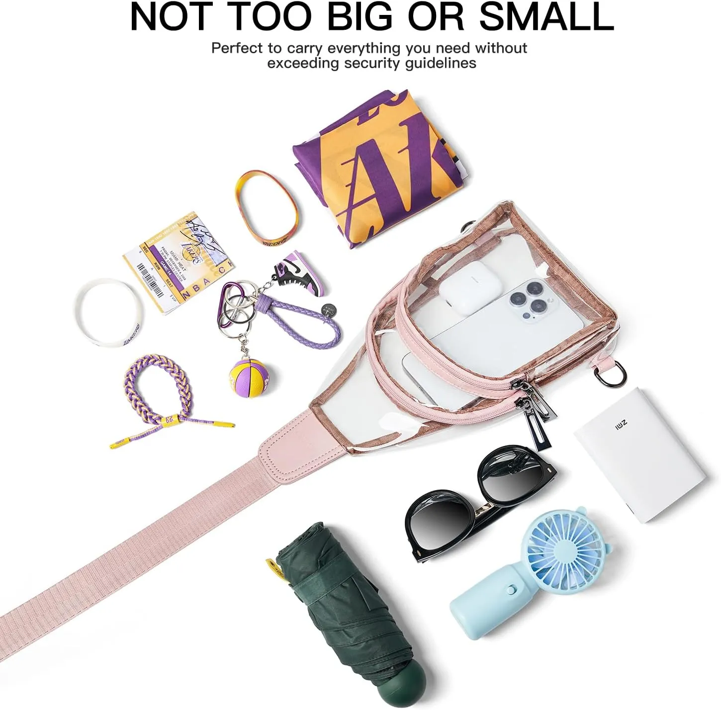Clear bags Stadium Approved Crossbody Sling Bag Fanny Pack Backpack Purses for Women Men Belt bag for stadium events