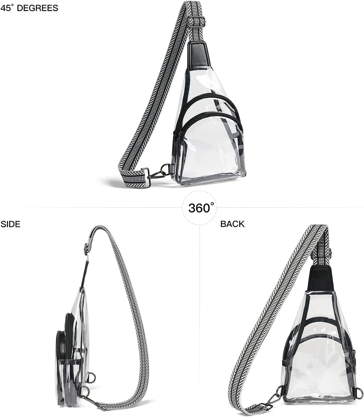 Clear bags Stadium Approved Crossbody Sling Bag Fanny Pack Backpack Purses for Women Men Belt bag for stadium events