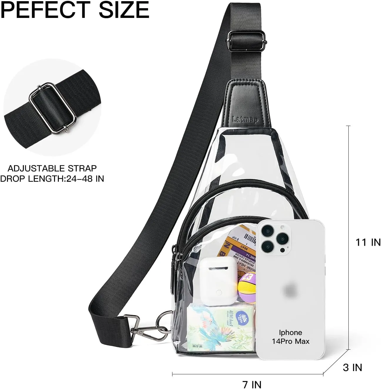 Clear bags Stadium Approved Crossbody Sling Bag Fanny Pack Backpack Purses for Women Men Belt bag for stadium events