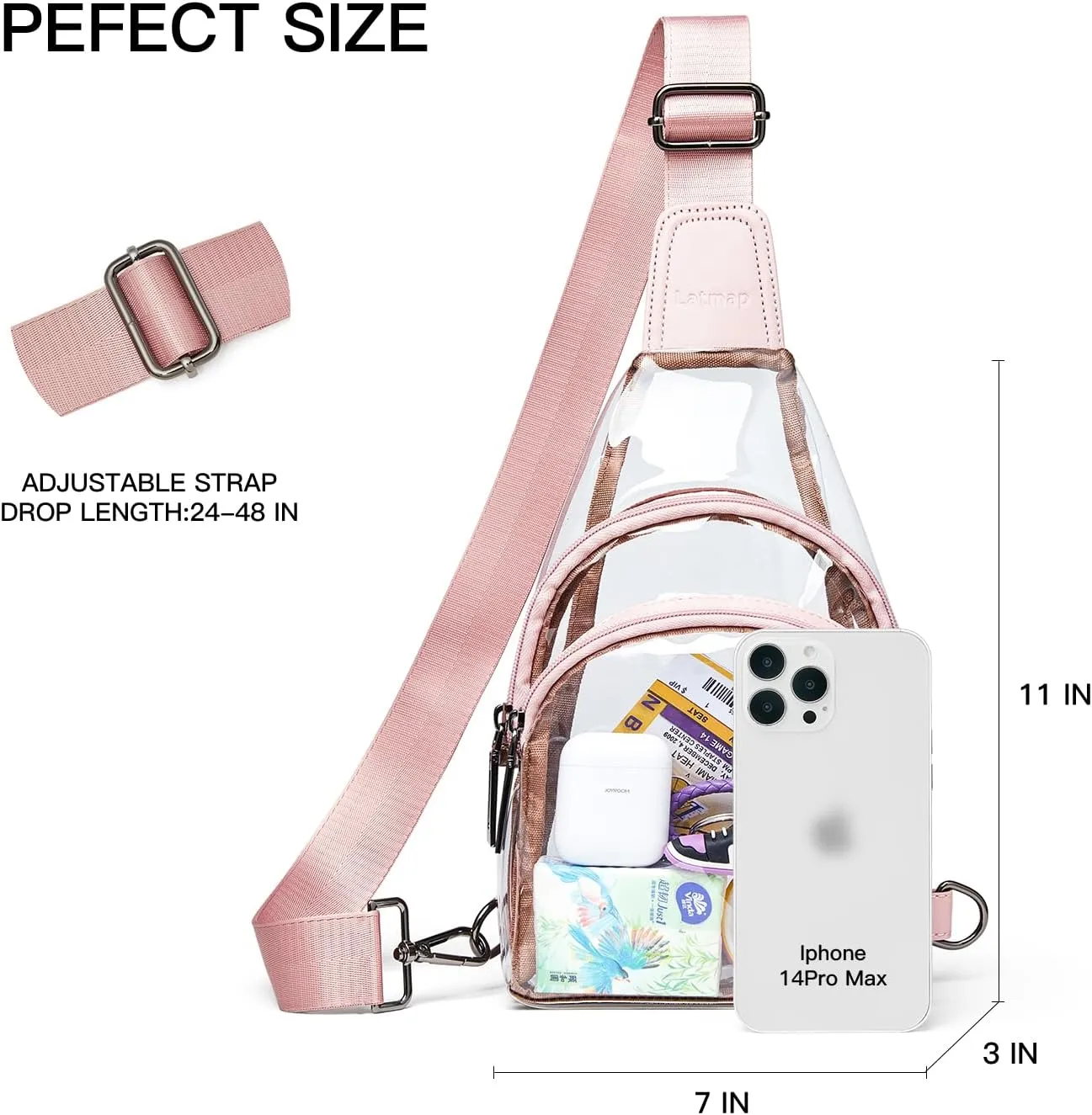 Clear bags Stadium Approved Crossbody Sling Bag Fanny Pack Backpack Purses for Women Men Belt bag for stadium events