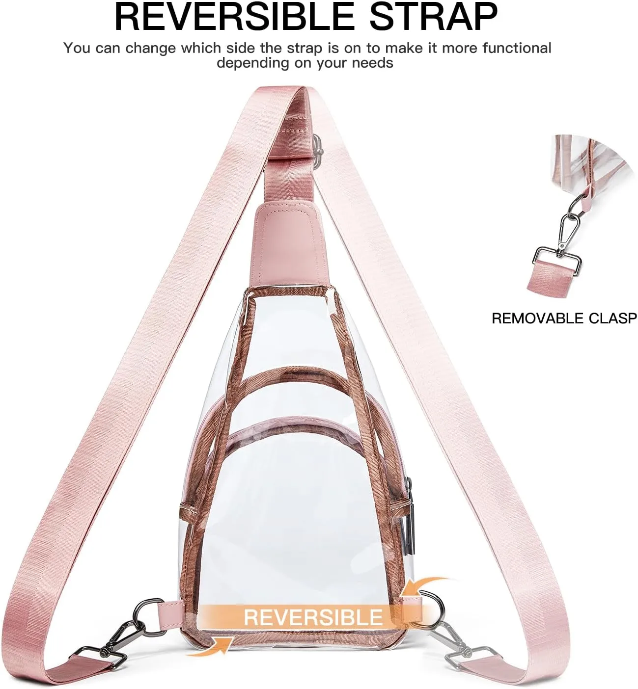 Clear bags Stadium Approved Crossbody Sling Bag Fanny Pack Backpack Purses for Women Men Belt bag for stadium events