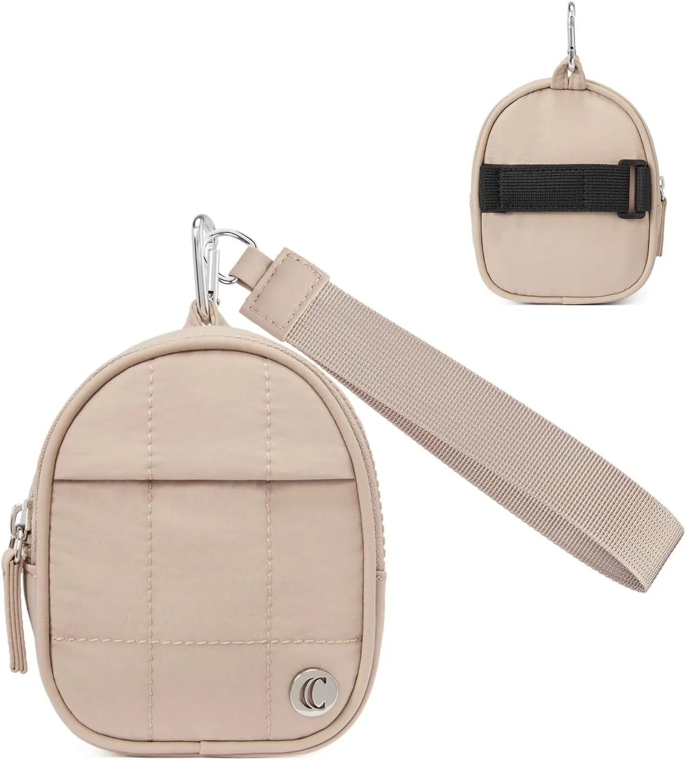 CLUCI Mini Backpack Keychain Wallet Small Change Quilted Coin Purse Cute Puffer Wristlet Pouch with 3 RFID Card Slots