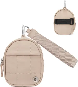 CLUCI Mini Backpack Keychain Wallet Small Change Quilted Coin Purse Cute Puffer Wristlet Pouch with 3 RFID Card Slots