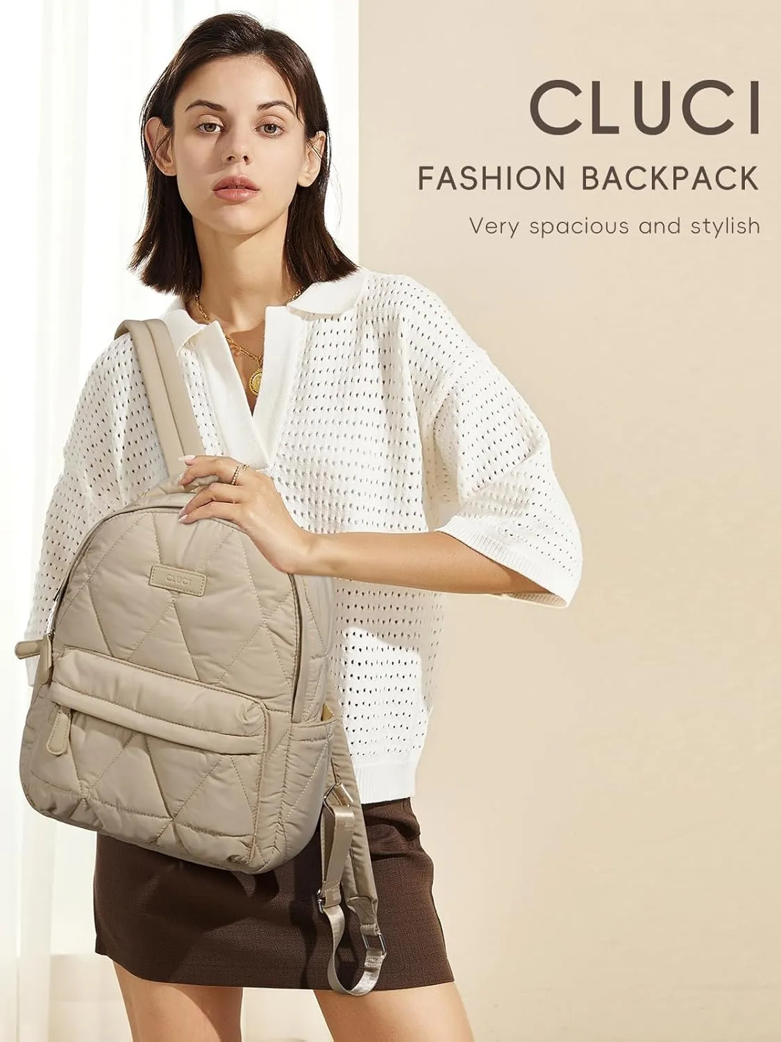 CLUCI Quilted Backpack for Women Mini Backpack Small Travel Backpack for Women Puffer Bag Lightweight Designer Bags