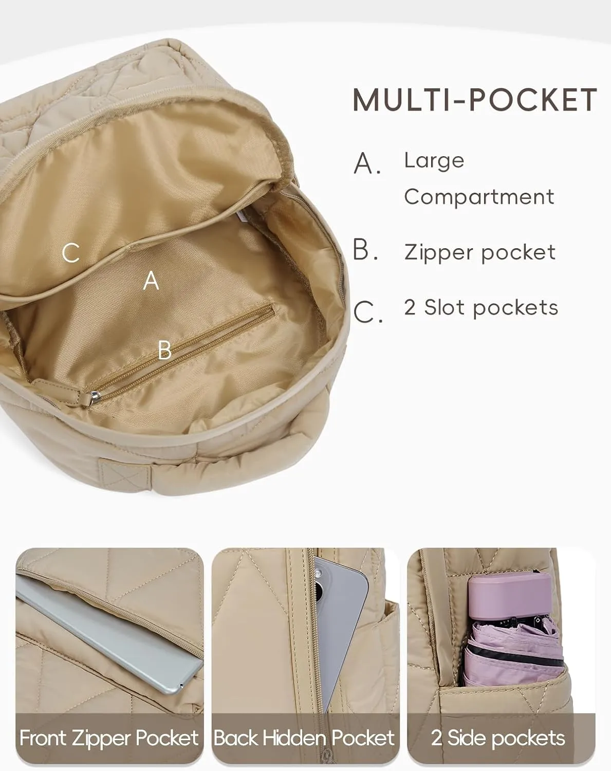 CLUCI Quilted Backpack for Women Mini Backpack Small Travel Backpack for Women Puffer Bag Lightweight Designer Bags