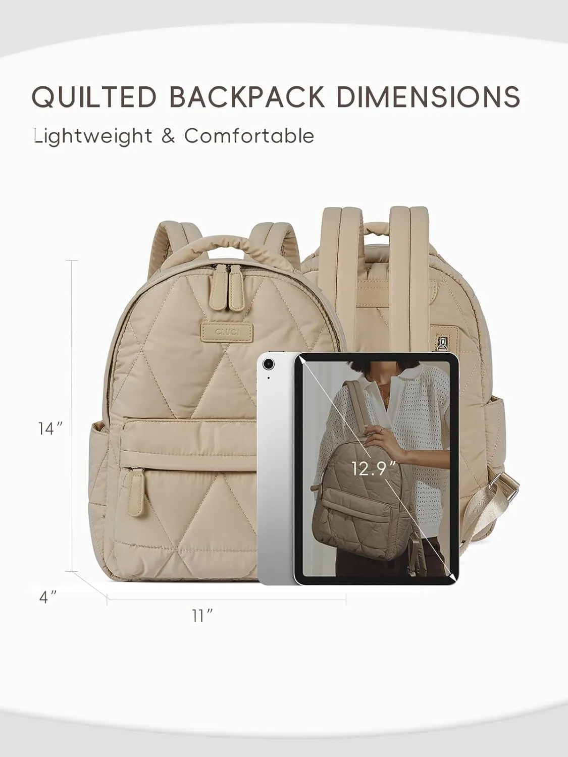 CLUCI Quilted Backpack for Women Mini Backpack Small Travel Backpack for Women Puffer Bag Lightweight Designer Bags