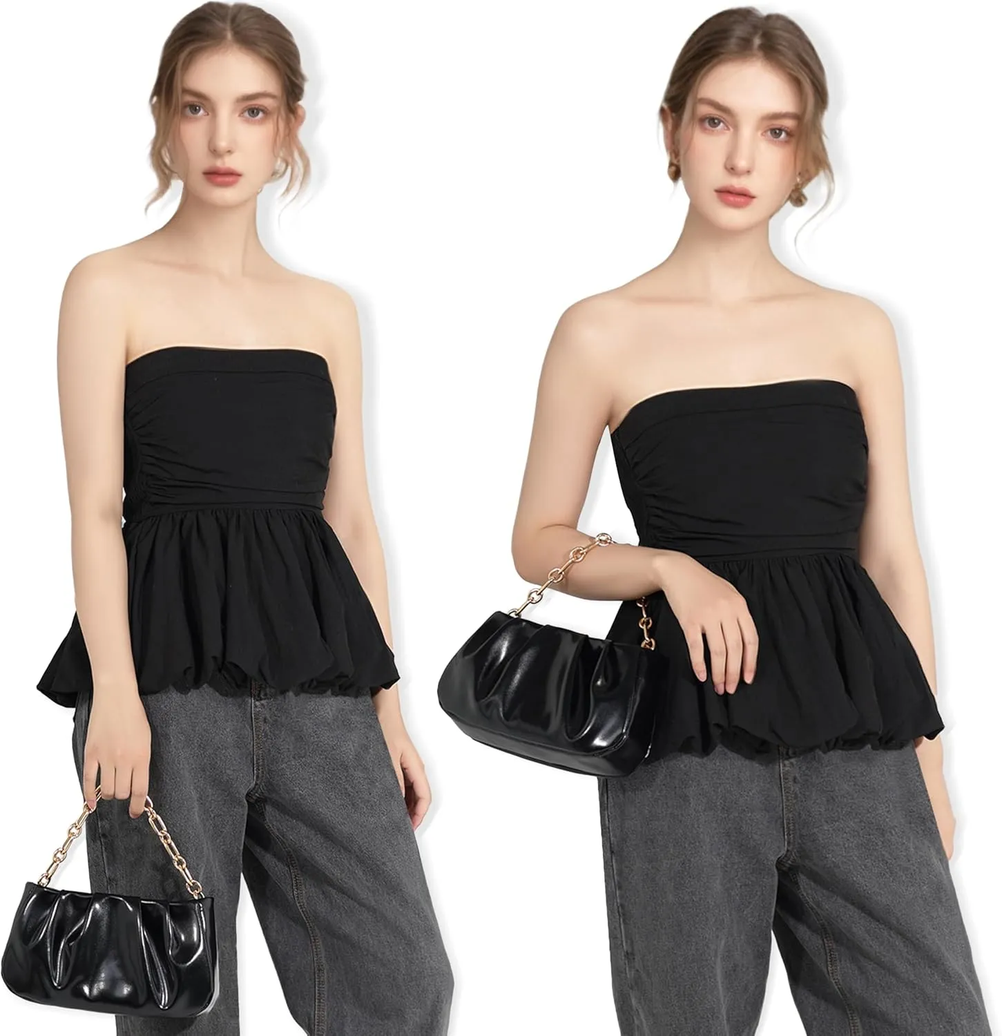 Clutch Purse for Women - Evening Small Shoulder Bag Anti Theft Removable Chain Adjustable Strap PU Handbag