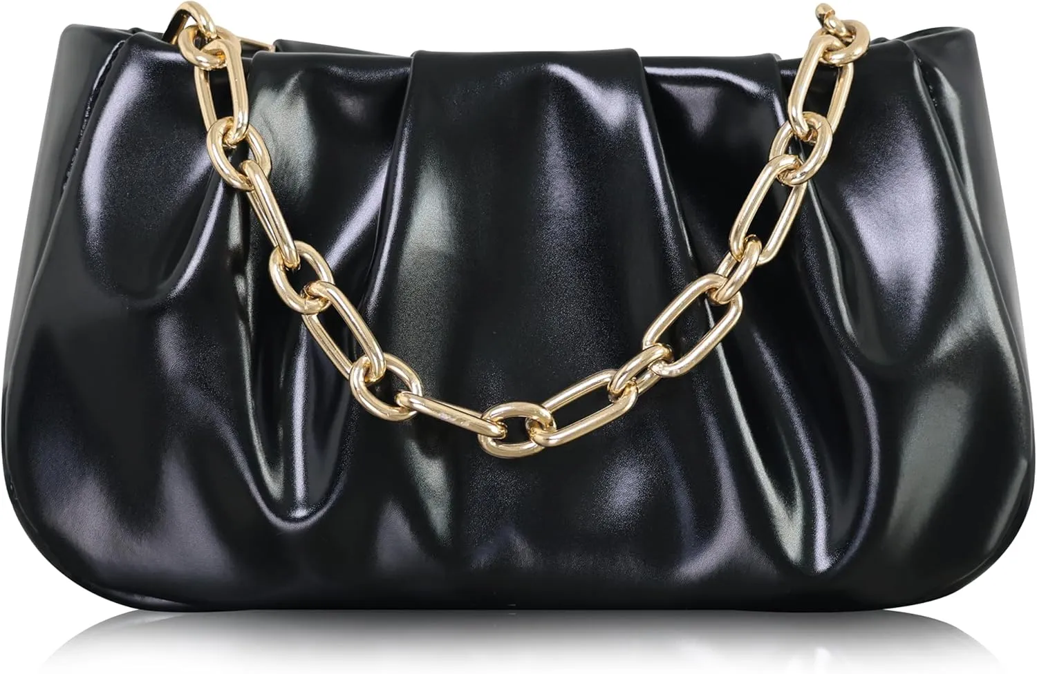 Clutch Purse for Women - Evening Small Shoulder Bag Anti Theft Removable Chain Adjustable Strap PU Handbag