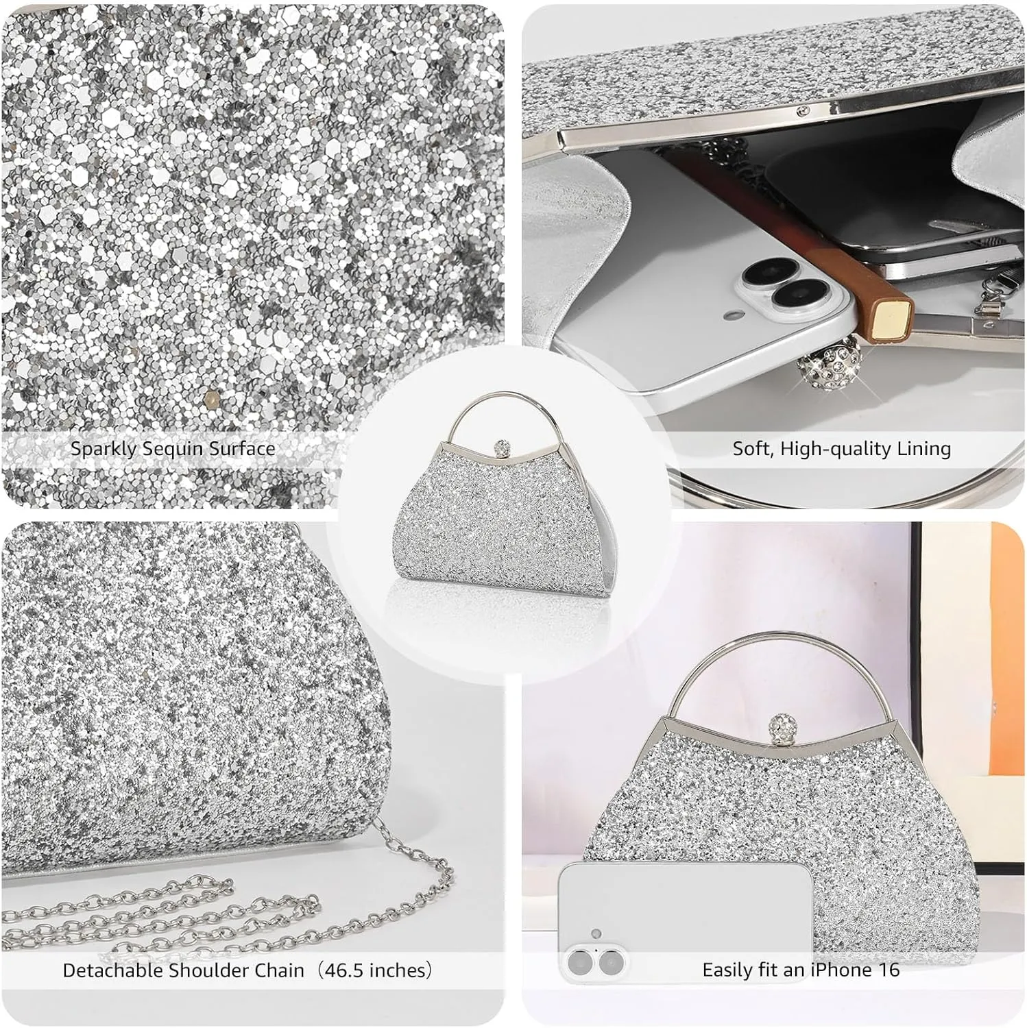 Clutch Purse for Women Small Sequin Purses Gold Evening Bag for Wedding Handbag for Party Clutch Cocktail Bags