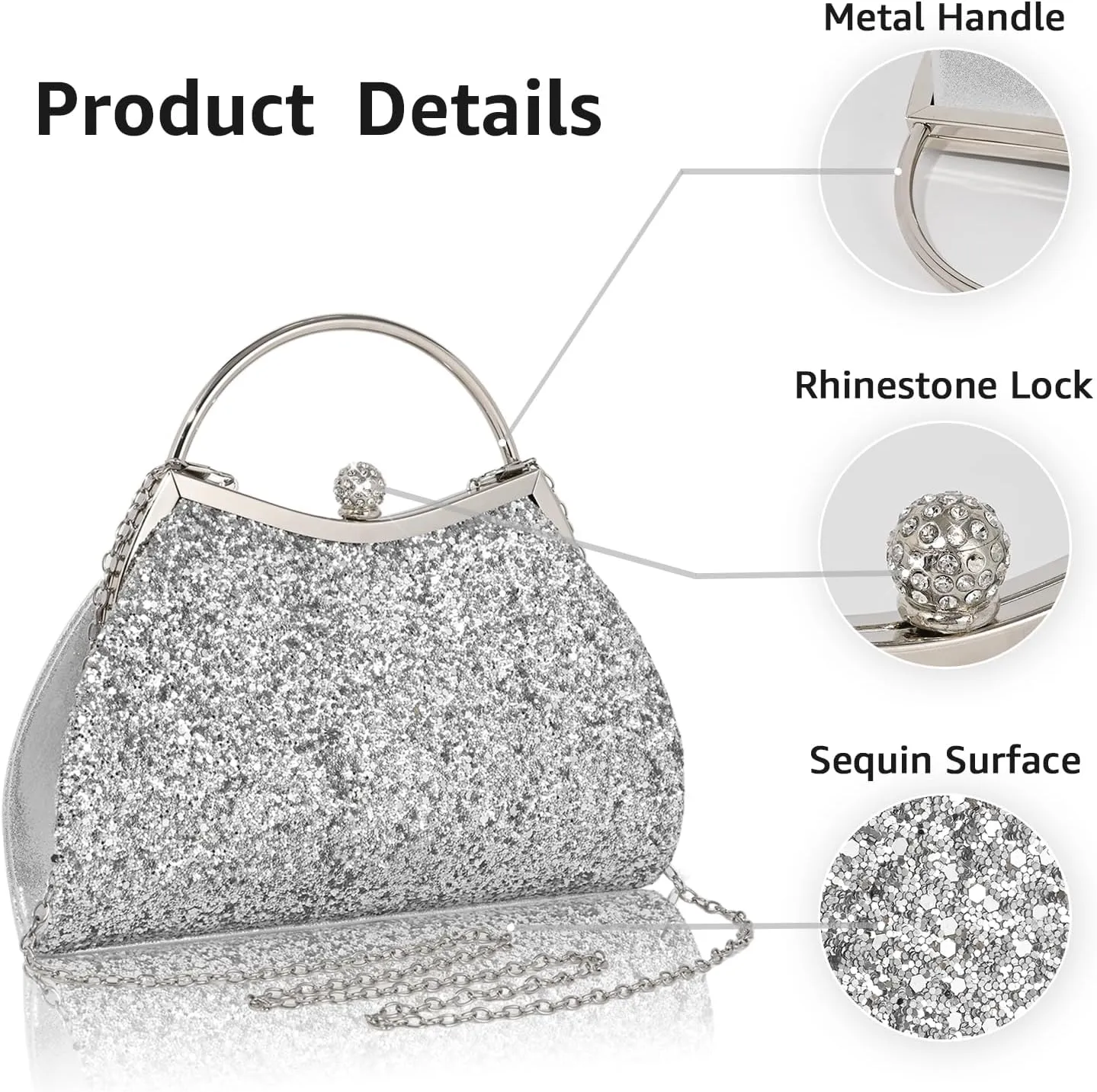 Clutch Purse for Women Small Sequin Purses Gold Evening Bag for Wedding Handbag for Party Clutch Cocktail Bags