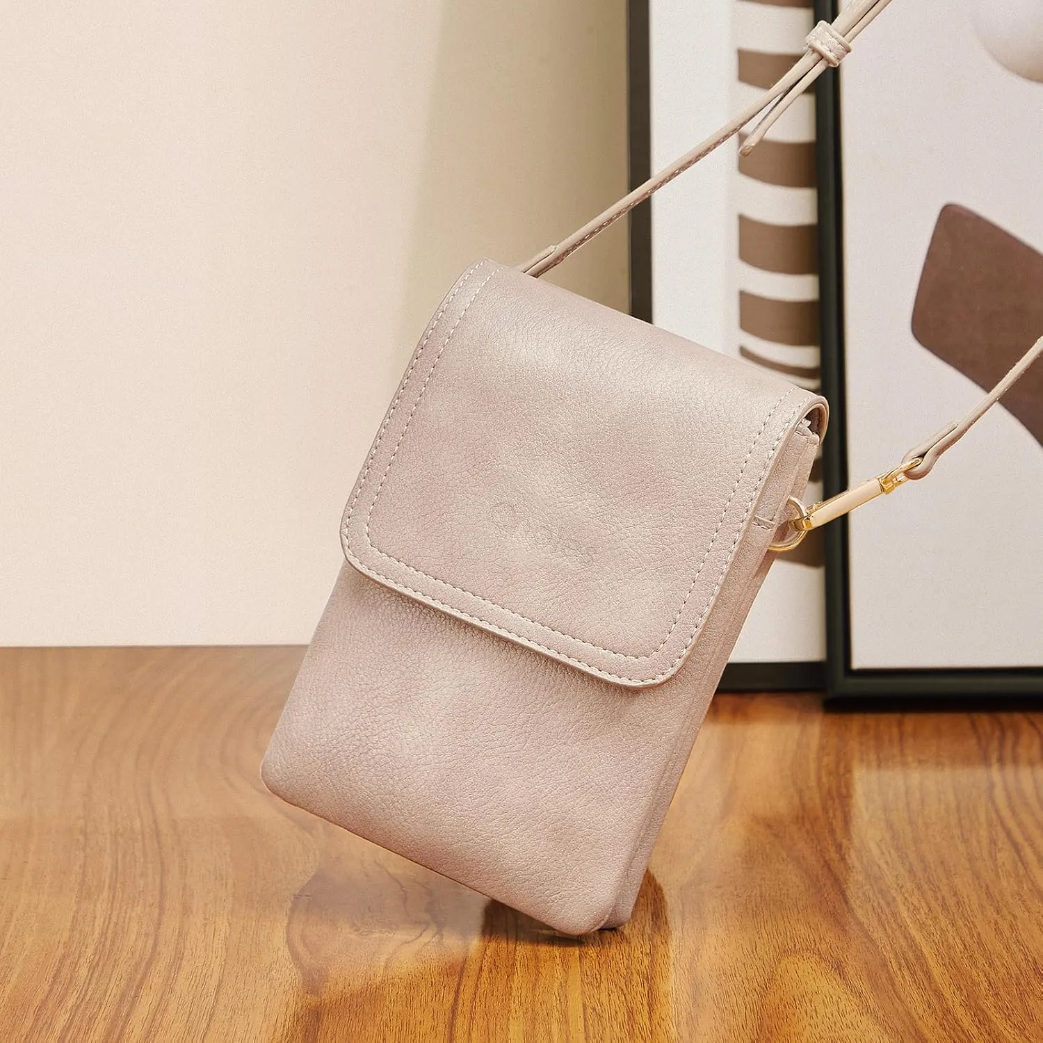 Cnoles Crossbody Bags for Women Small Fashion Shoulder Bag Vegan Soft Leather Cell Phone Bag Wallet Purses Adjustable Strap Grey