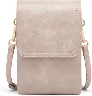 Cnoles Crossbody Bags for Women Small Fashion Shoulder Bag Vegan Soft Leather Cell Phone Bag Wallet Purses Adjustable Strap Grey