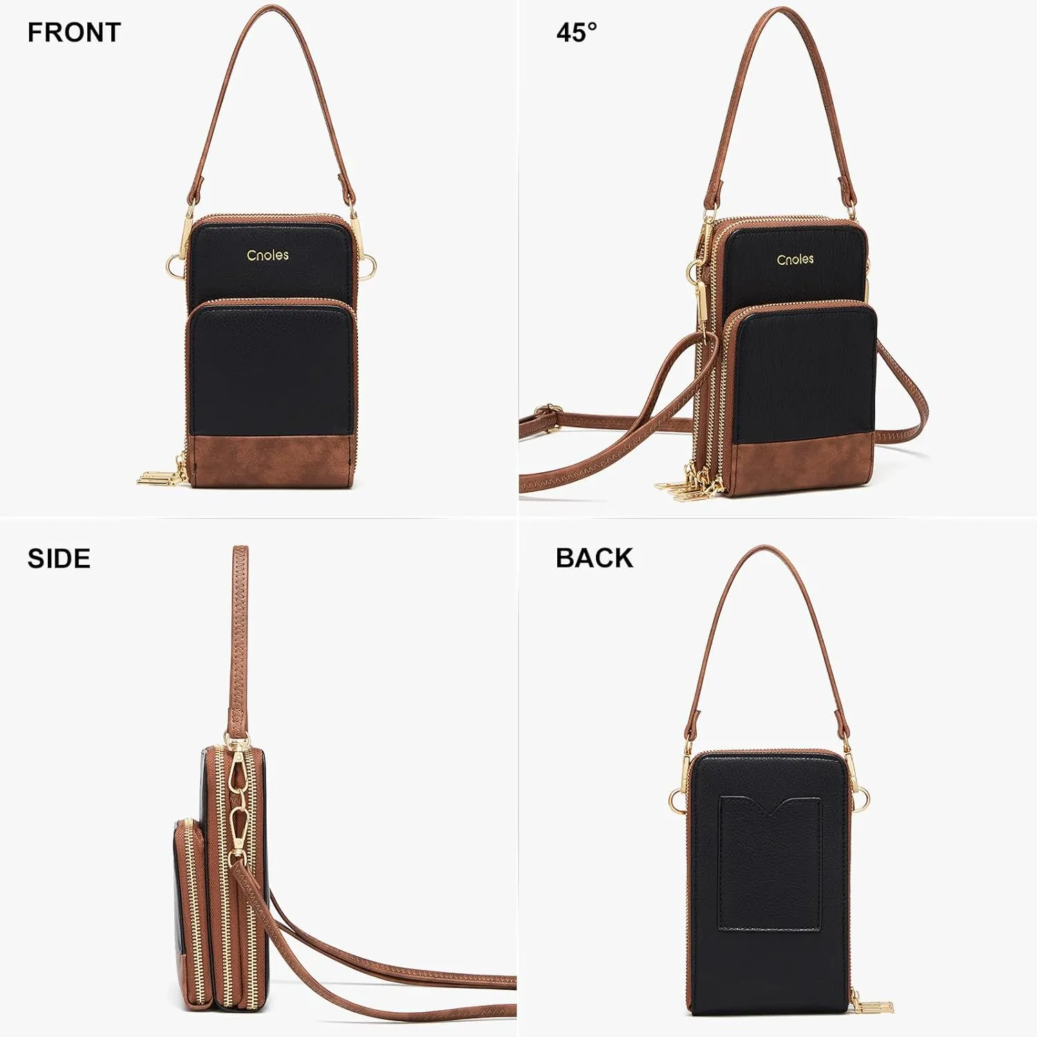 Cnoles Small Crossbody Bags for Women Fashion Shoulder Bag Vegan Soft Leather Cellphone Bag Wallet Purses Adjustable Strap