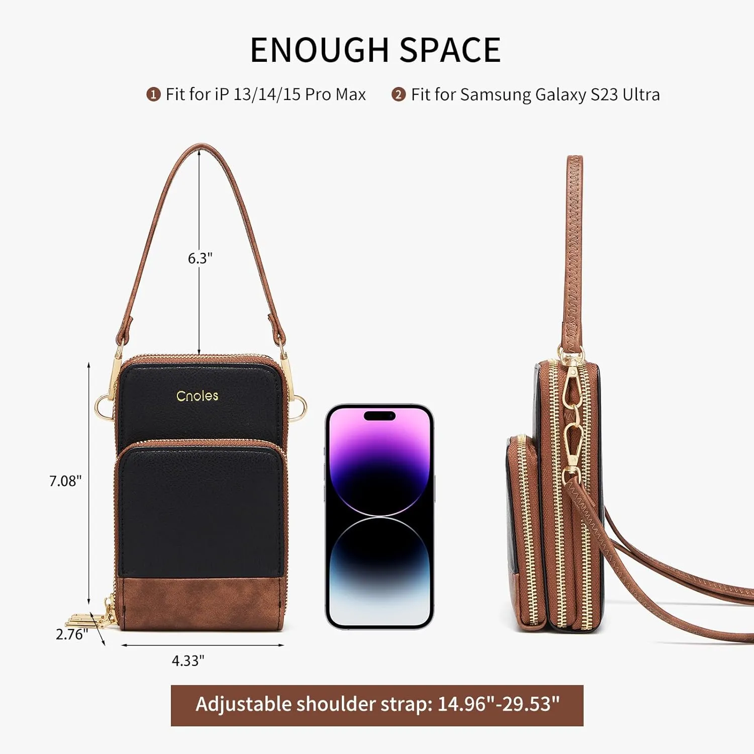 Cnoles Small Crossbody Bags for Women Fashion Shoulder Bag Vegan Soft Leather Cellphone Bag Wallet Purses Adjustable Strap