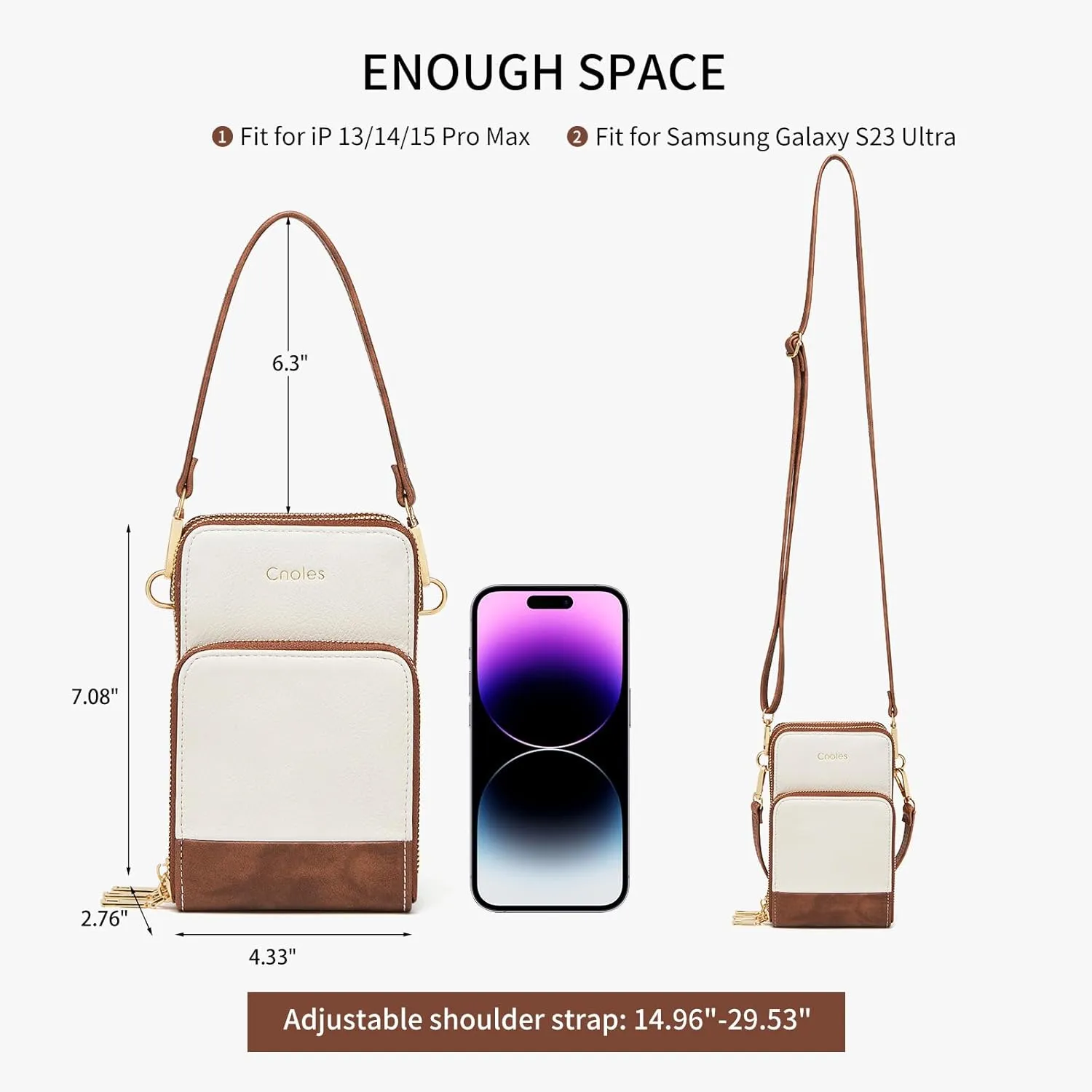 Cnoles Small Crossbody Bags for Women Fashion Shoulder Bag Vegan Soft Leather Cellphone Bag Wallet Purses Adjustable Strap