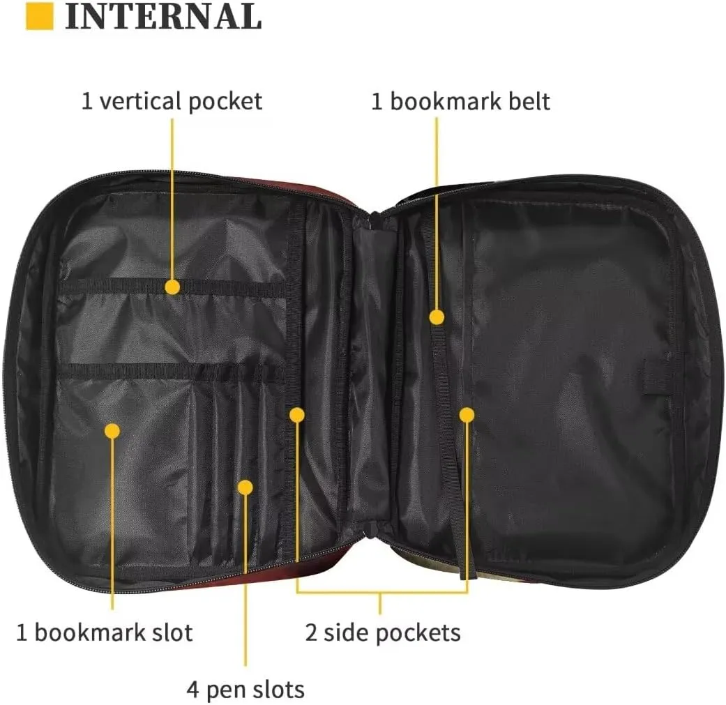 Coldinair American Flag Cross Bible Cover for Men and Women Bible Case Bible Carrier Carrying Organizer Purse Handbag with Zipper Pockets Church Bag