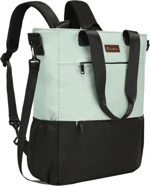 Convertible Backpack and Tote, Women's Laptop Backpack - Travel, Work, Nurse, Teacher, Carry-on for 15.6-Inch Laptops, Green