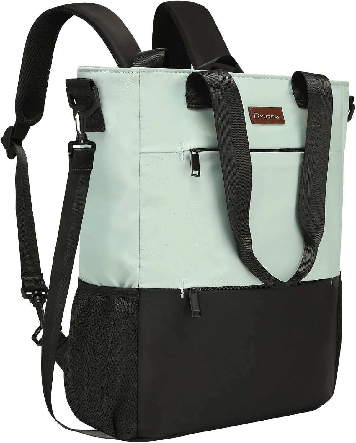 Convertible Backpack and Tote, Women's Laptop Backpack - Travel, Work, Nurse, Teacher, Carry-on for 15.6-Inch Laptops, Green
