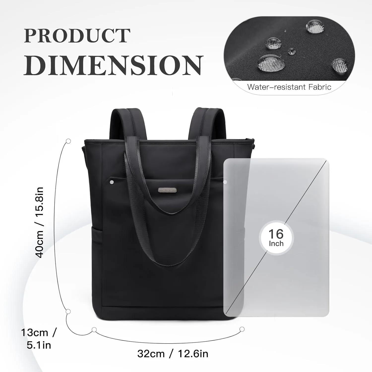 Convertible Laptop Backpack for Women Men Carry on Tote Backpack Teacher Bookbag for College Work Nurse Travel Leisure,16 Inch,Black