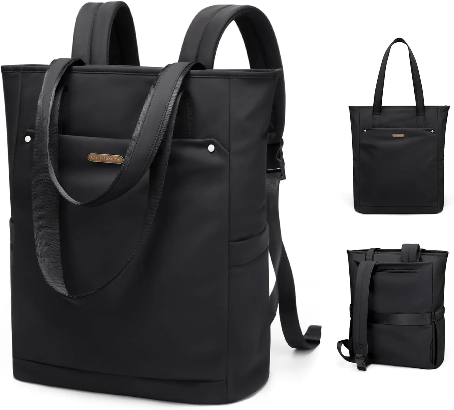 Convertible Laptop Backpack for Women Men Carry on Tote Backpack Teacher Bookbag for College Work Nurse Travel Leisure,16 Inch,Black